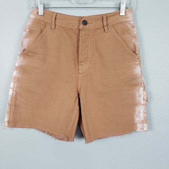 PACSUN Latte High Waisted Boyfriend Carpenter Shorts 90’s Sz 26 Brown - Picture 2 of 8